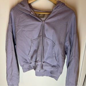 Aritzia TNA CozyAF Fleece Cropped Zip-up Jacket Purple